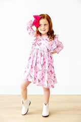 Boot Scootin' 3/4 Sleeve Ruffle Twirl Dress - Mila & Rose ® - Flyclothing LLC