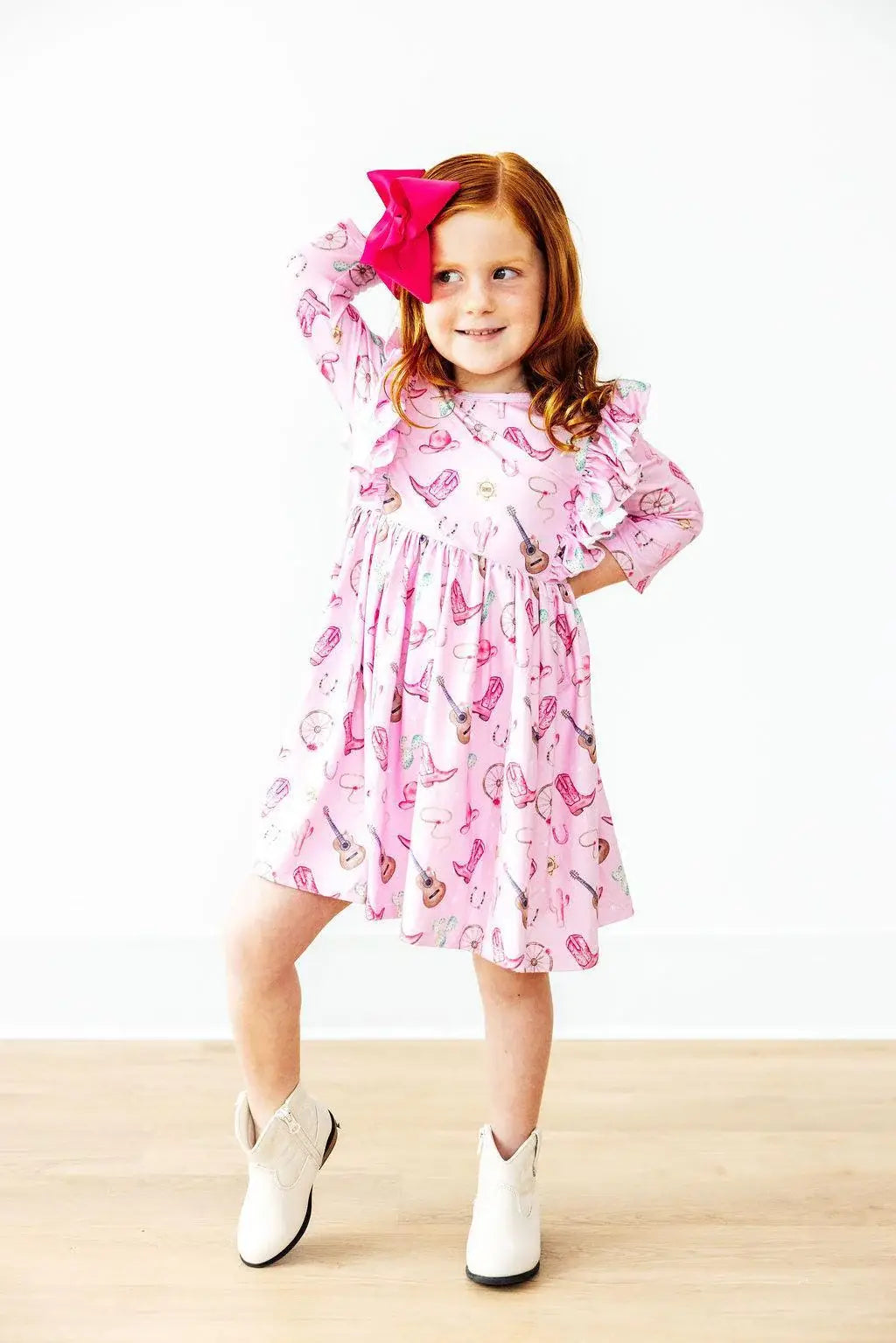 Boot Scootin' 3/4 Sleeve Ruffle Twirl Dress - Mila & Rose ® - Flyclothing LLC