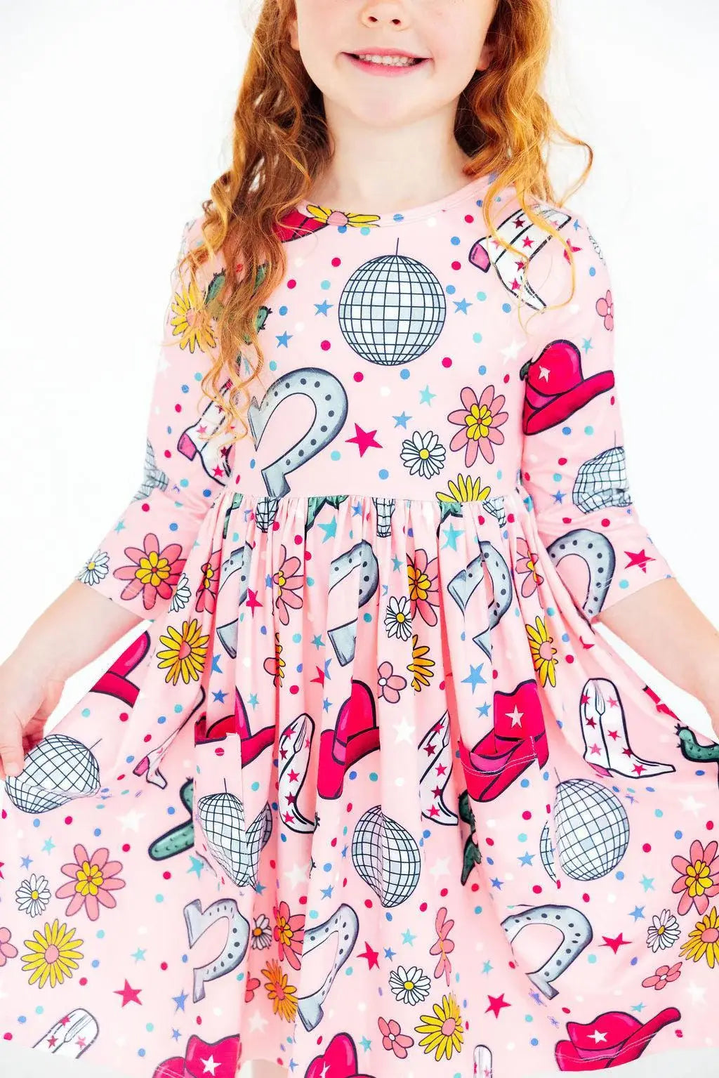 Boots & Bling L/S Pocket Twirl Dress - Mila & Rose ® - Flyclothing LLC