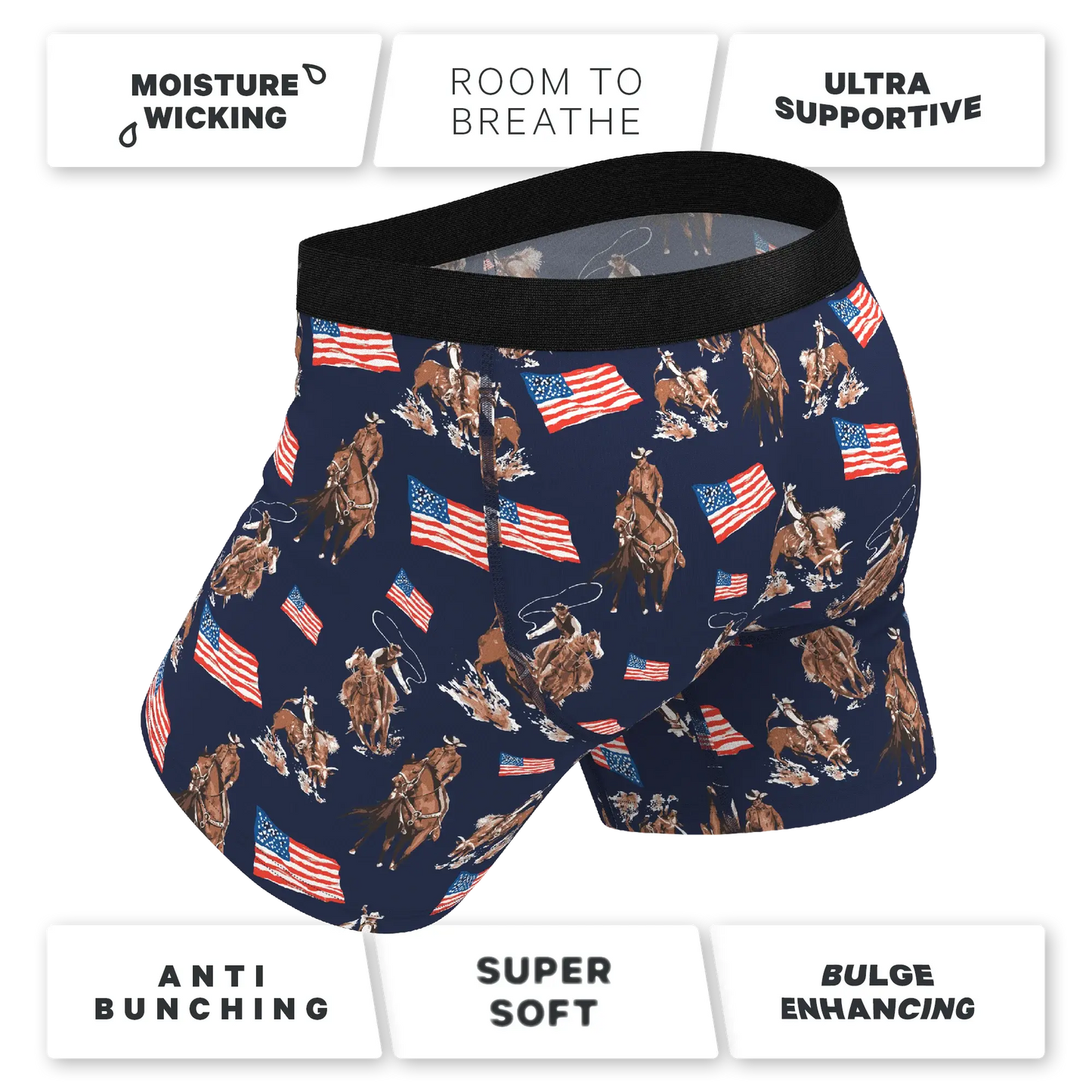 The Bootstraps & Chaps | Americana Cowboy Ball Hammock® Pouch Underwear With Fly - Shinesty - Flyclothing LLC