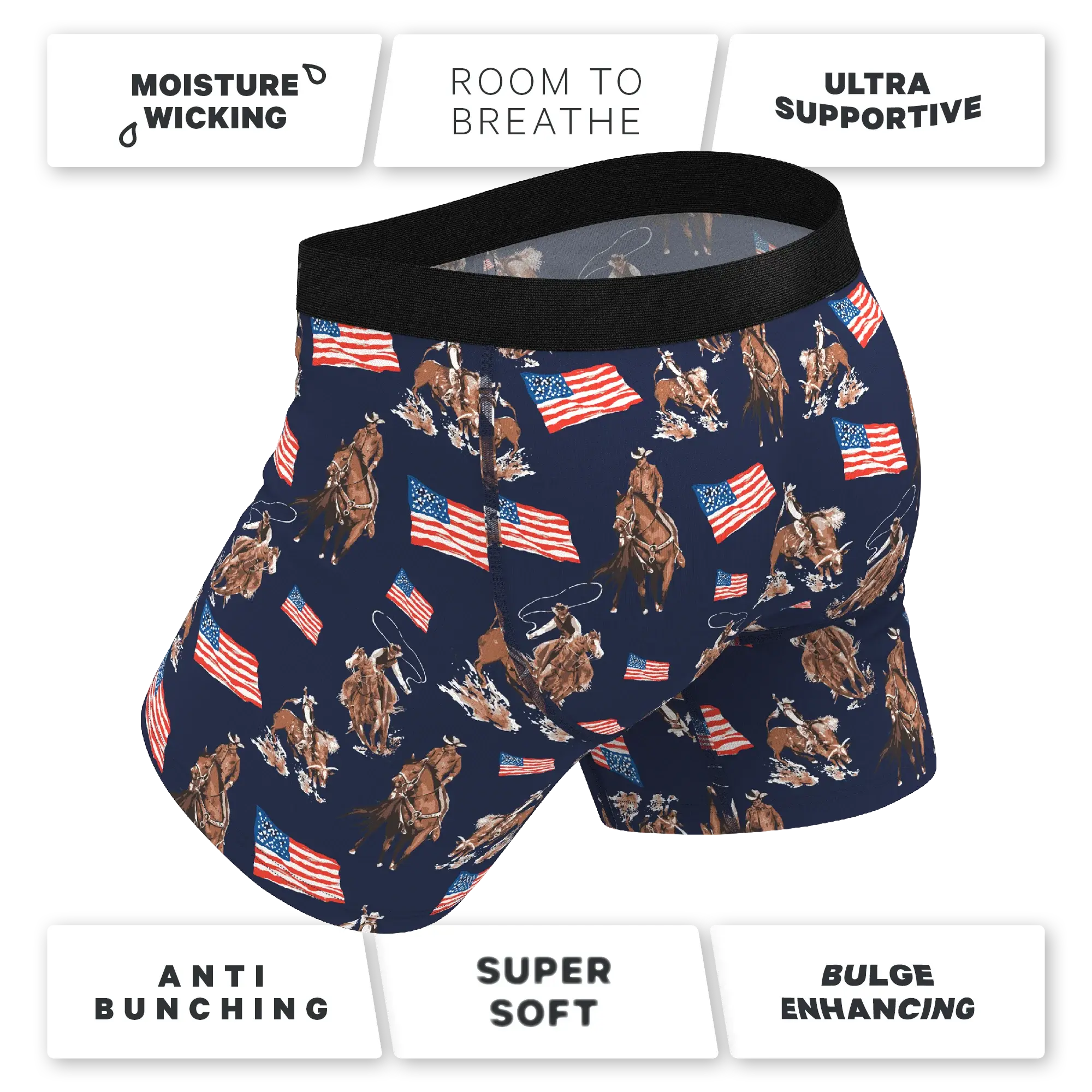 The Bootstraps & Chaps | Americana Cowboy Ball Hammock® Pouch Underwear With Fly - Shinesty - Flyclothing LLC