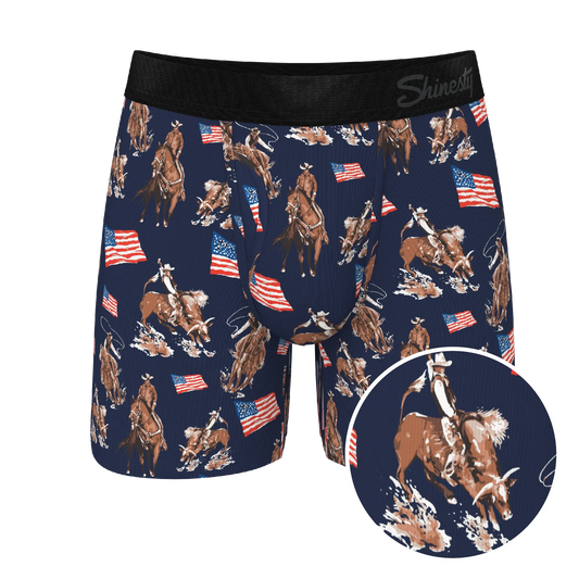 The Bootstraps & Chaps | Americana Cowboy Ball Hammock® Pouch Underwear With Fly - Shinesty - Flyclothing LLC