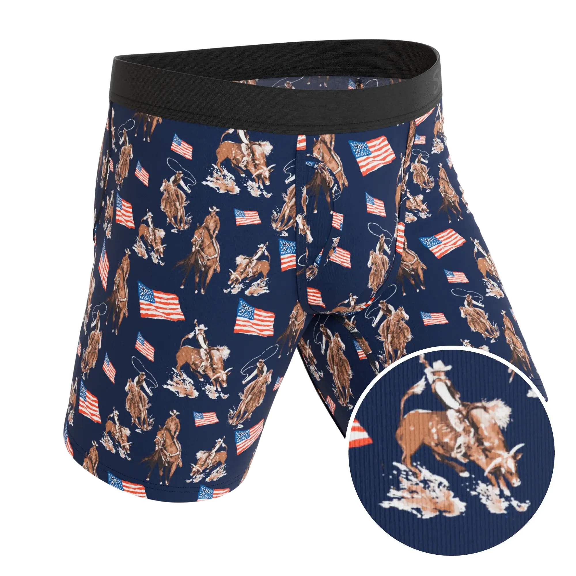 The Bootstraps & Chaps | Americana Cowboy Long Leg Ball Hammock® Pouch Underwear With Fly - Shinesty - Flyclothing LLC