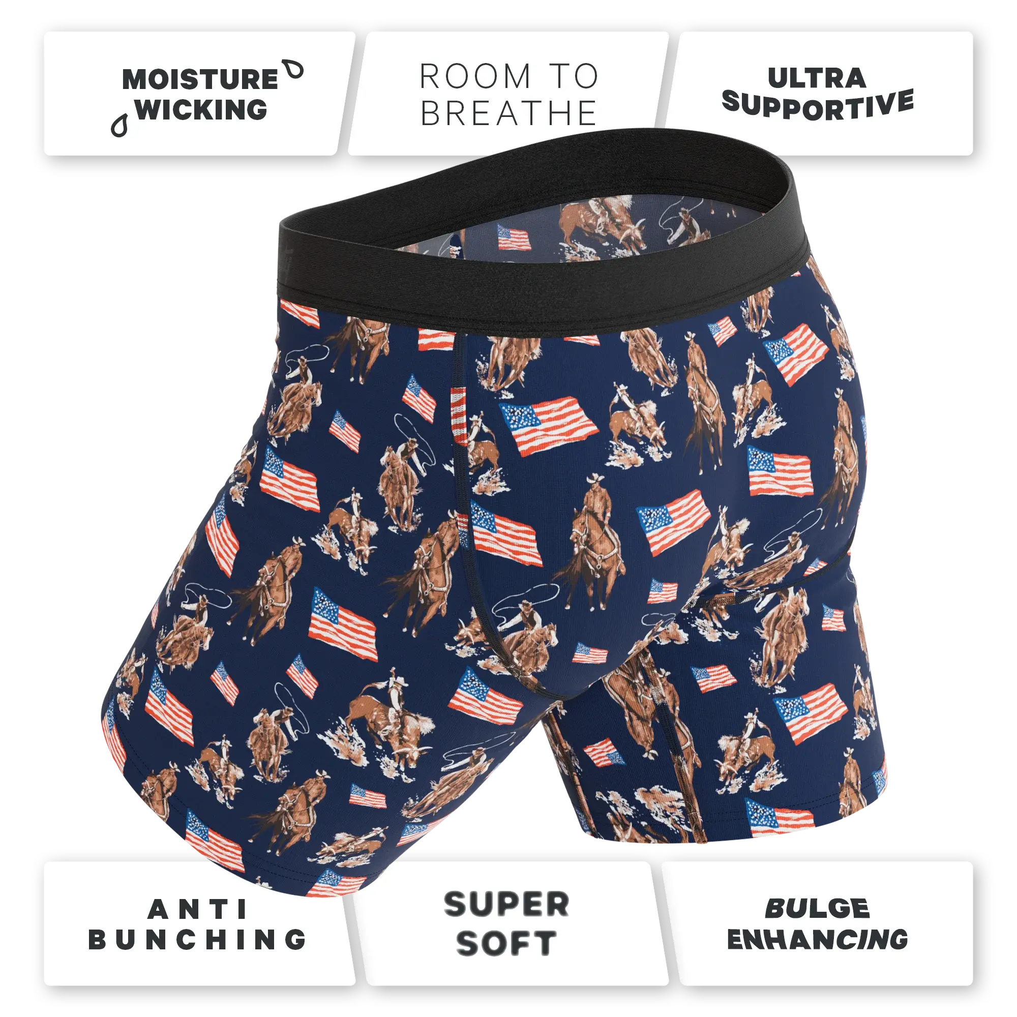 The Bootstraps & Chaps | Americana Cowboy Long Leg Ball Hammock® Pouch Underwear With Fly - Shinesty - Flyclothing LLC
