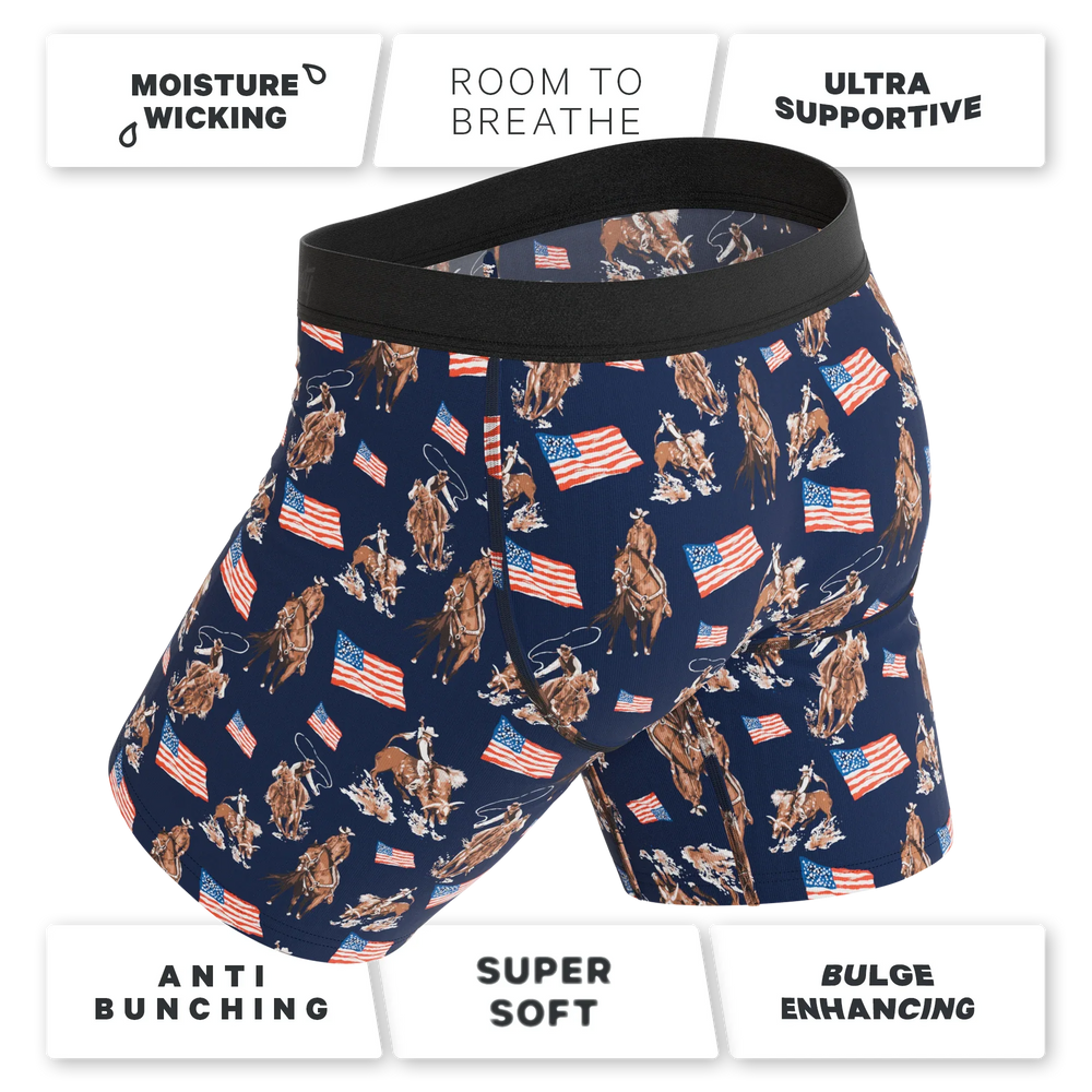 The Bootstraps & Chaps | Americana Cowboy Long Leg Ball Hammock® Pouch Underwear With Fly - Shinesty - Flyclothing LLC