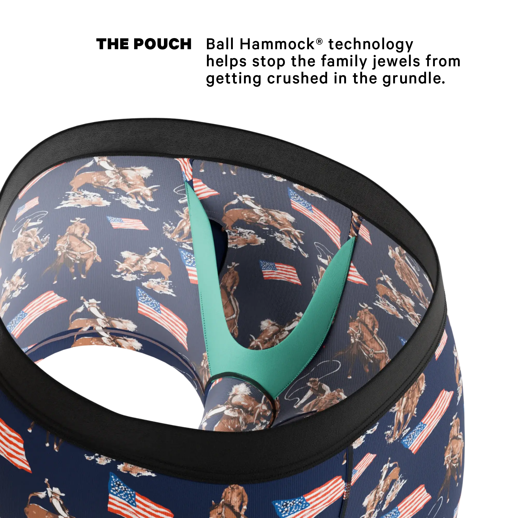 The Bootstraps & Chaps | Americana Cowboy Ball Hammock® Pouch Trunks Underwear - Shinesty - Flyclothing LLC