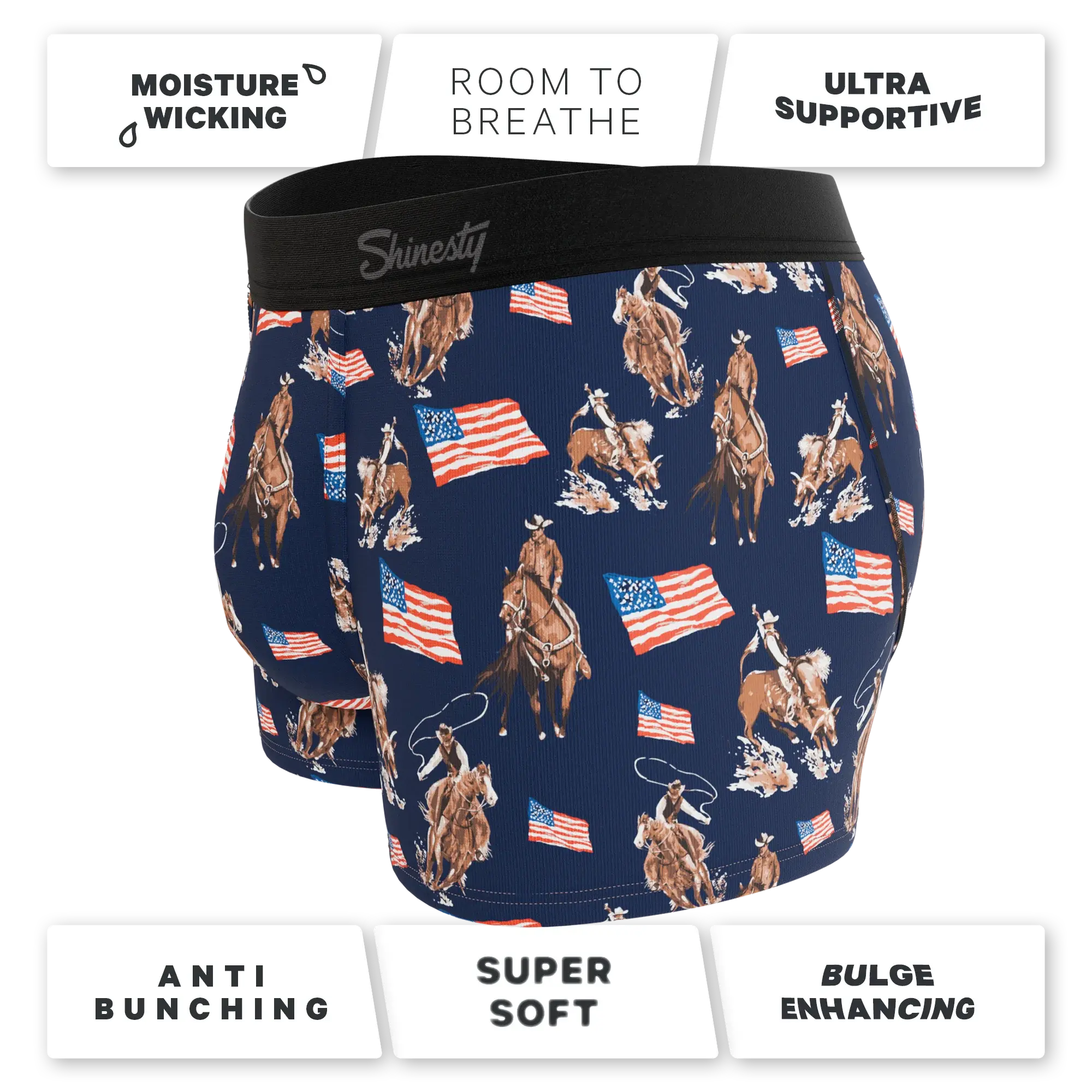 The Bootstraps & Chaps | Americana Cowboy Ball Hammock® Pouch Trunks Underwear - Shinesty - Flyclothing LLC