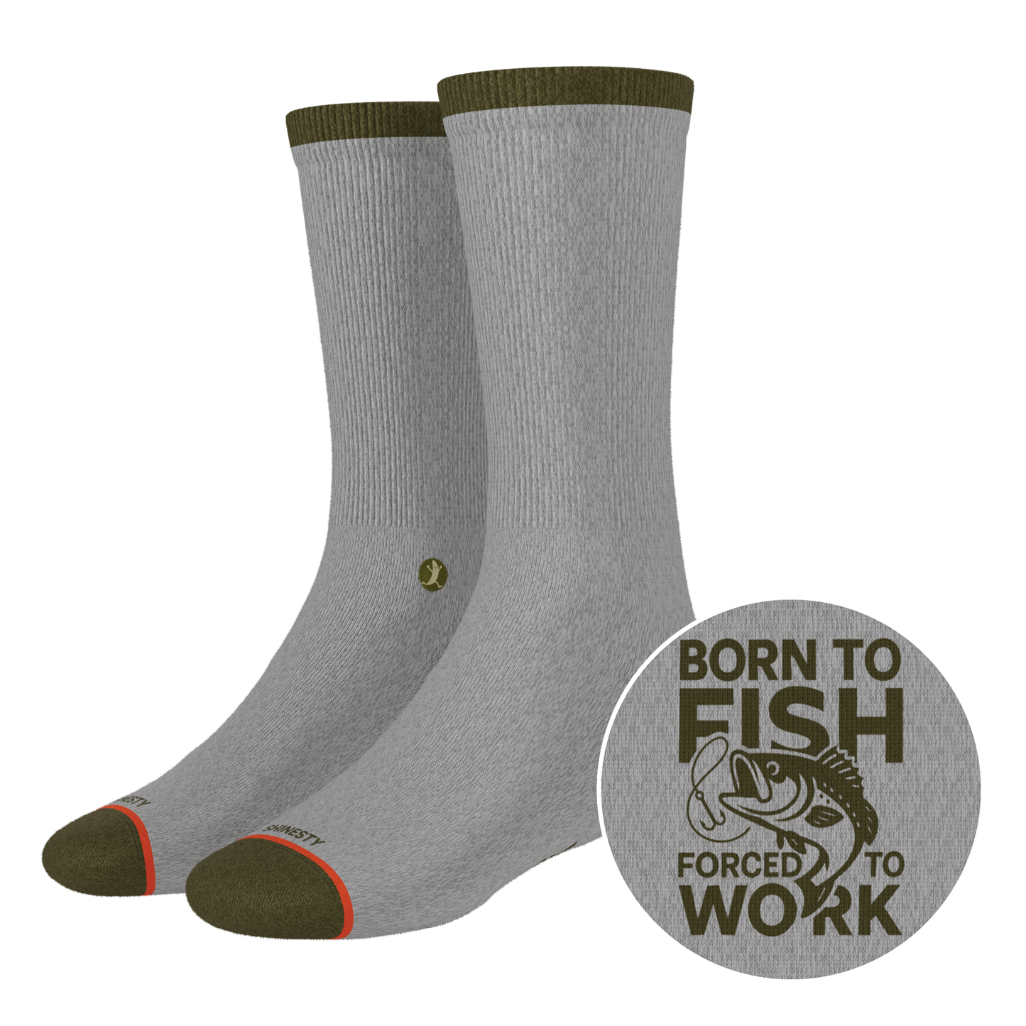 The Born To Fish | Fishing Motto Heel Hammock™ Crew Socks
