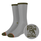 The Born To Fish | Fishing Motto Heel Hammock™ Crew Socks