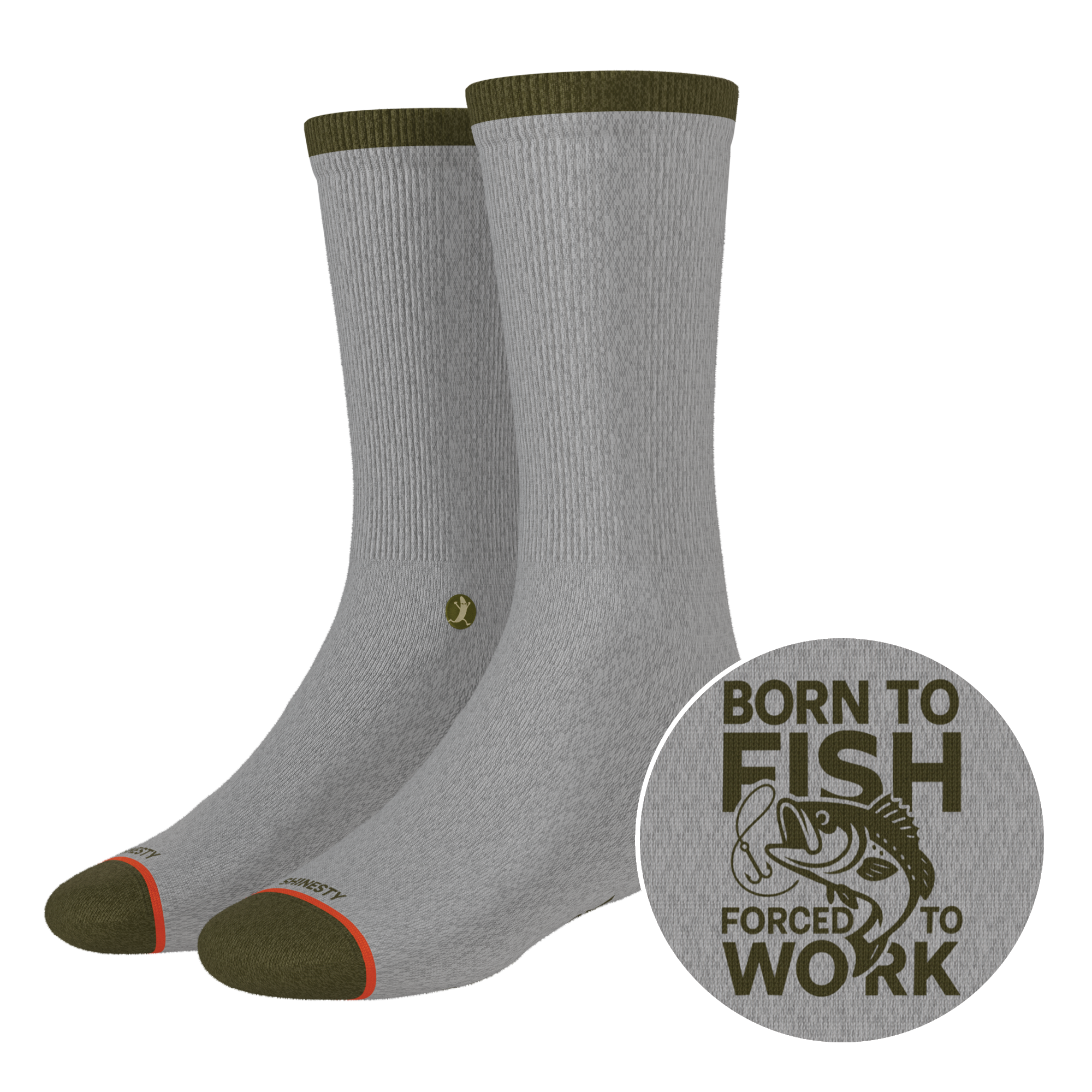 The Born To Fish | Fishing Motto Heel Hammock™ Crew Socks
