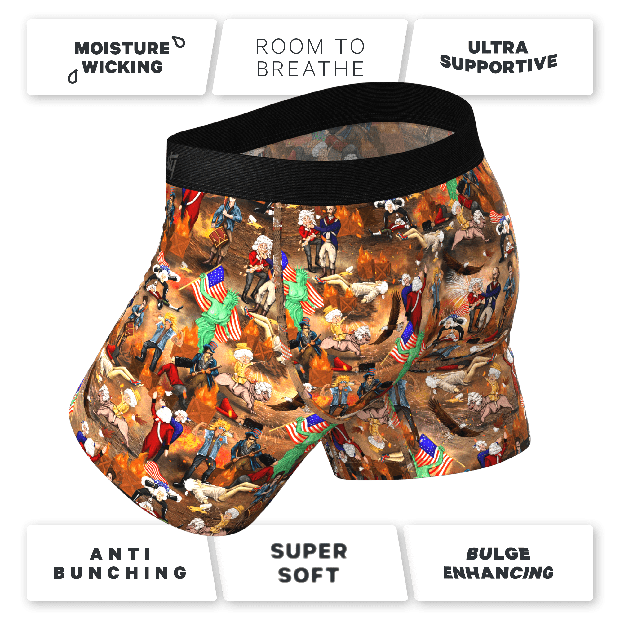 The Boston Tea Bag Party | Patriotic Ball Hammock® Pouch Underwear With Fly - Shinesty