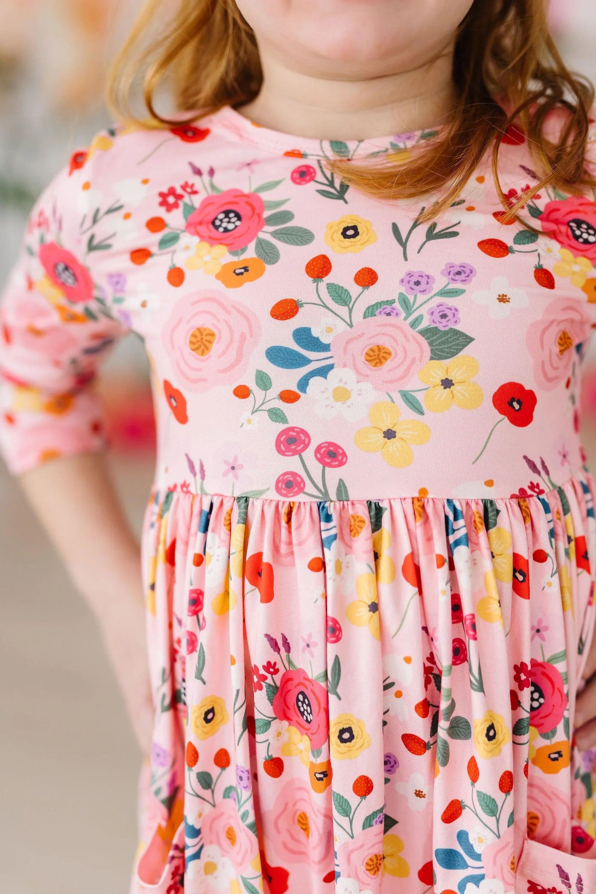 Bouquet Beauty 3/4 Sleeve Pocket Twirl Dress - Mila & Rose ® - Flyclothing LLC