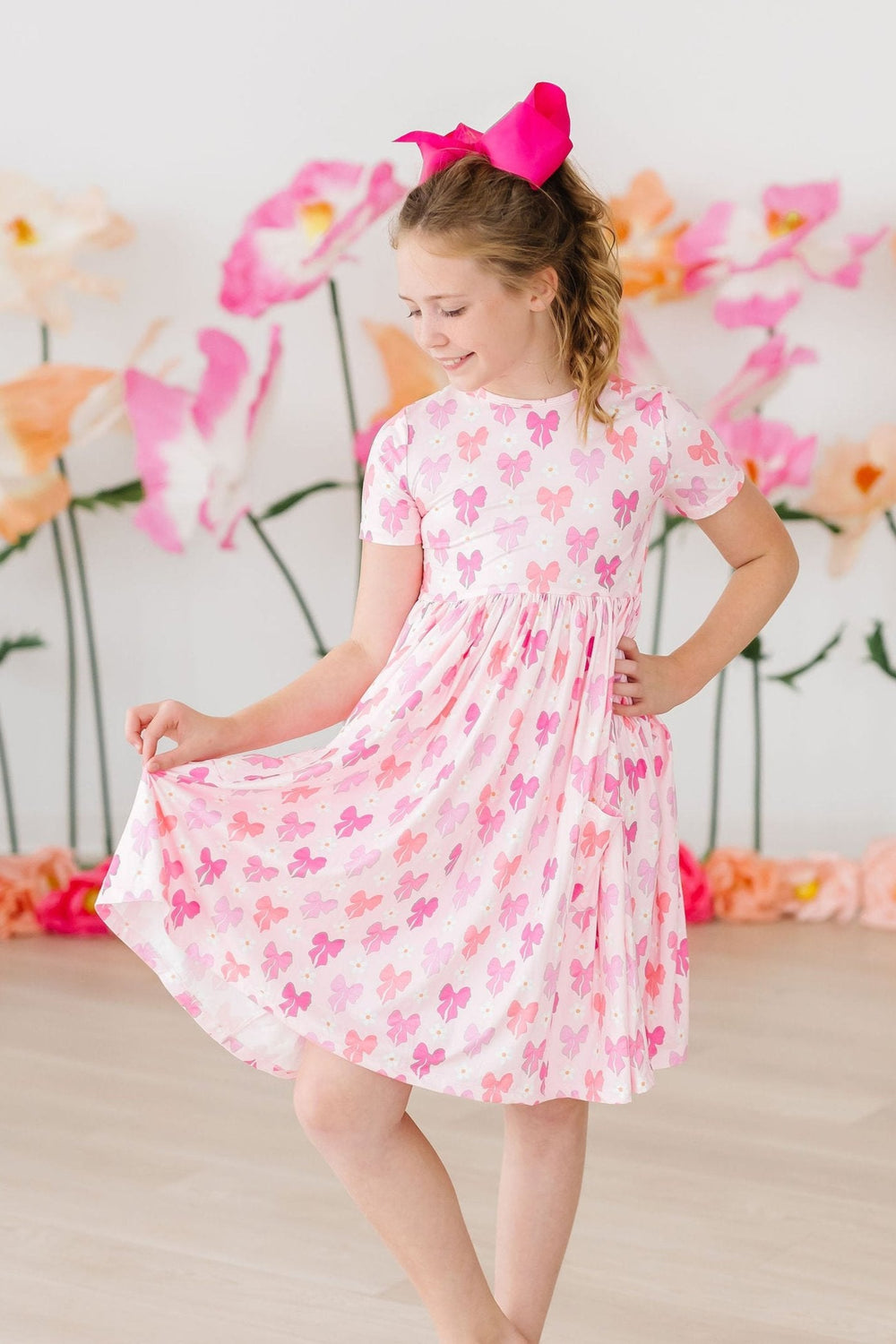 Bow Beauty S/S Pocket Twirl Dress - Mila & Rose ®