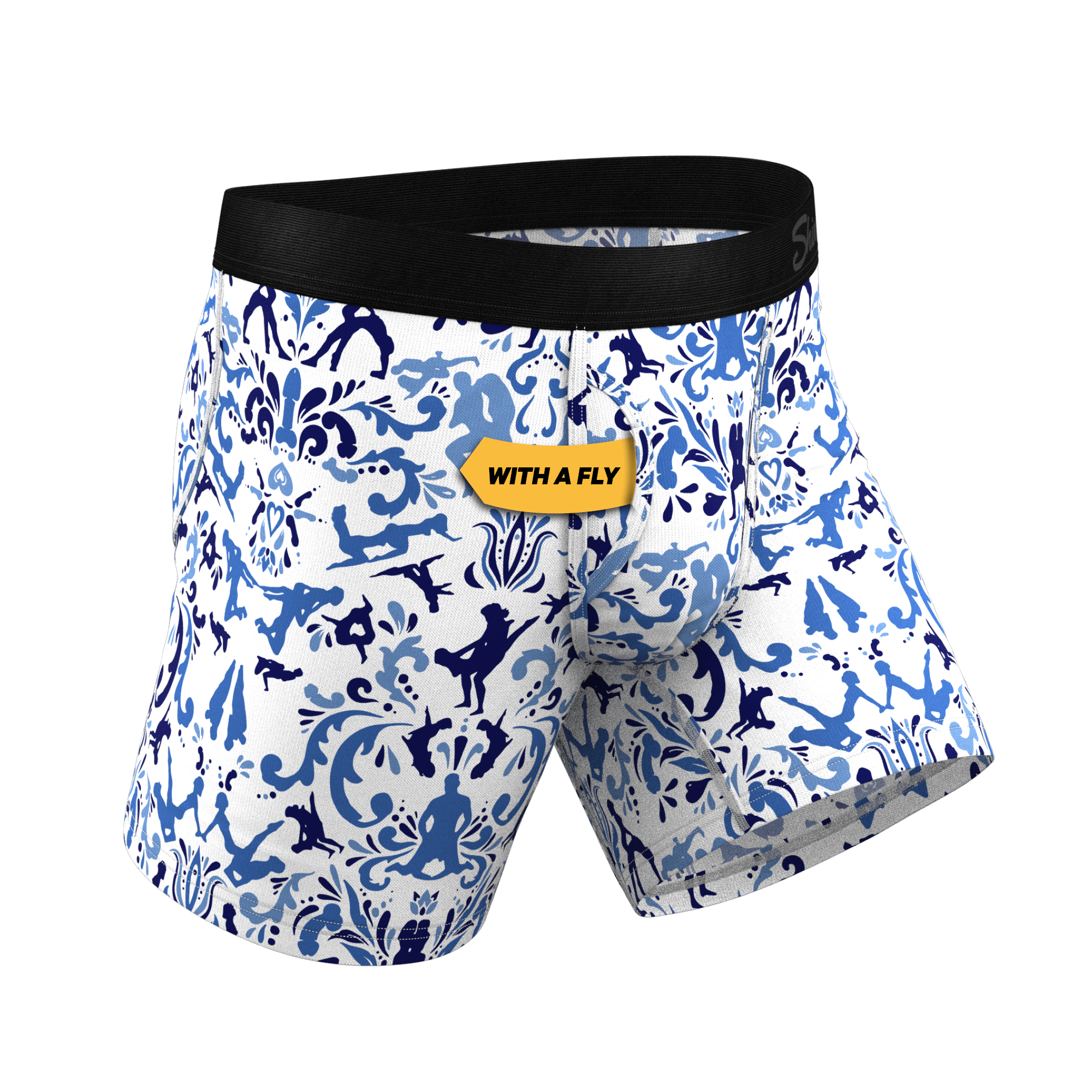 The Risqué Rorschach  | Blue Willow Ball Hammock® Pouch Underwear With Fly - Shinesty