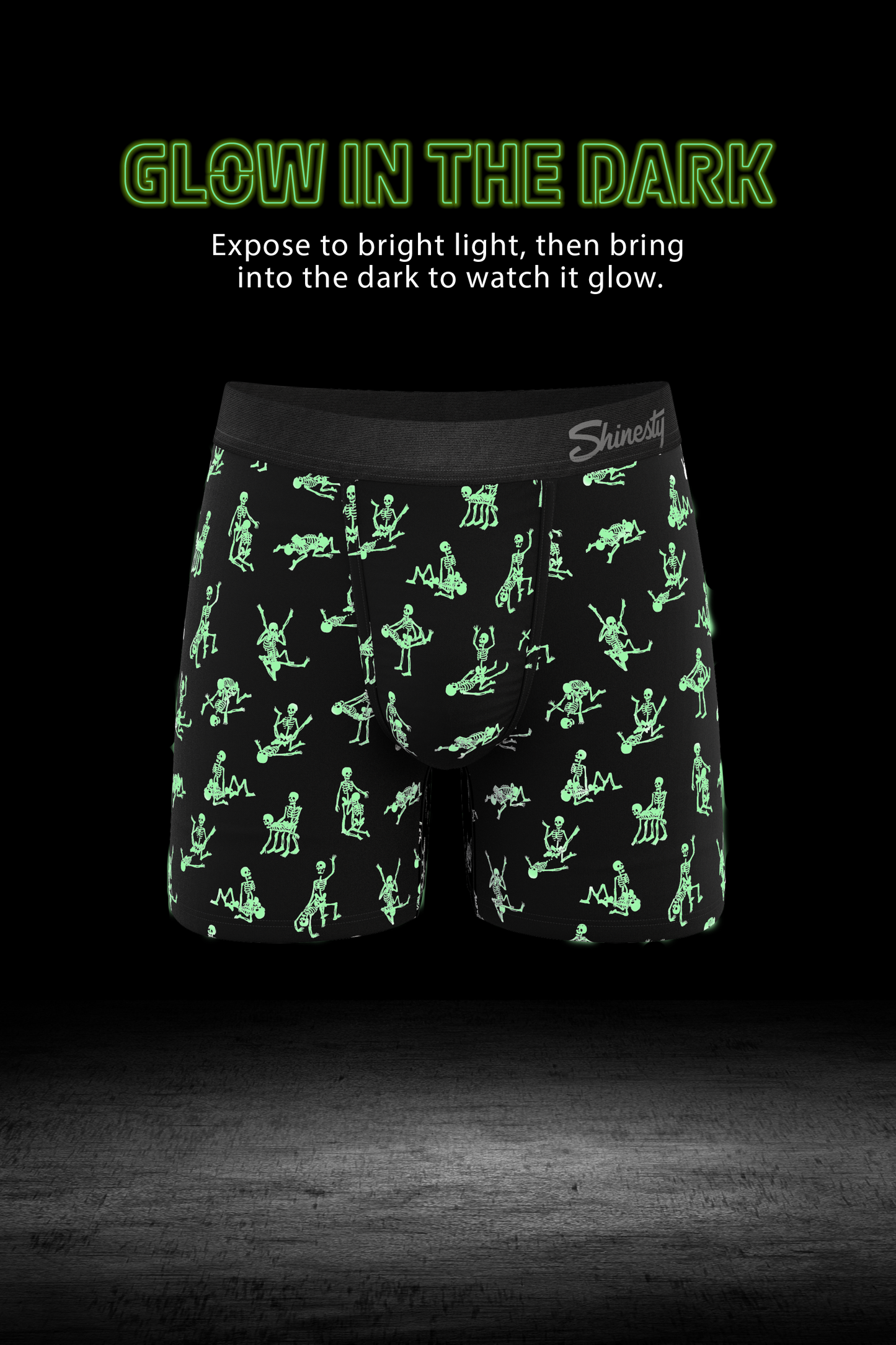 The Bare Back Bones | Glow in the Dark Skeletons Ball Hammock® Boxer - Long Leg