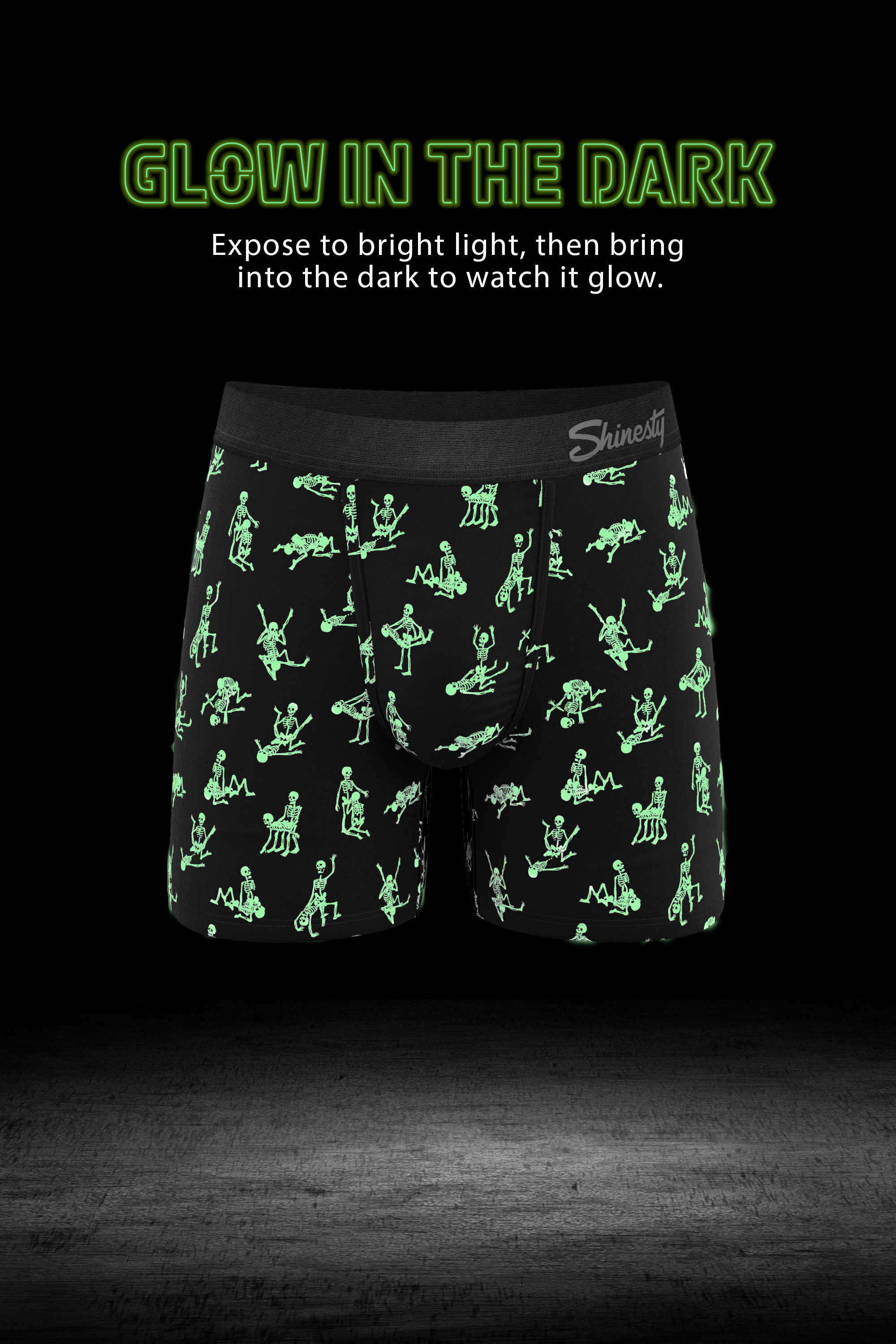The Bare Back Bones | Glow in the Dark Skeletons Ball Hammock® Boxer - Long Leg
