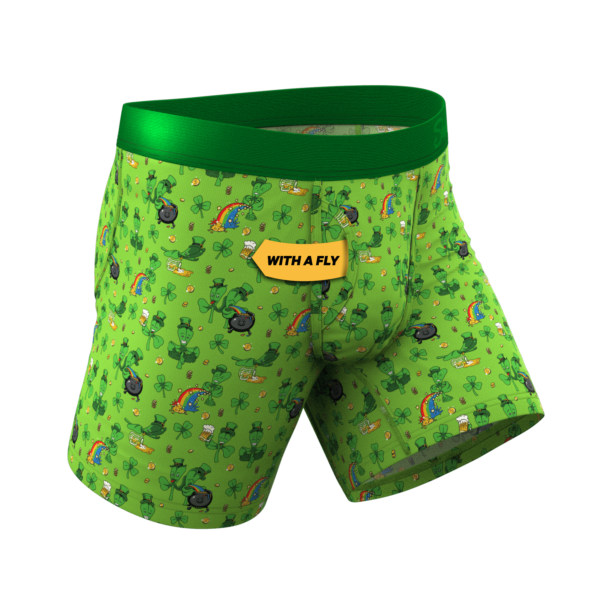 The 3 Leafs To The Wind | St Patricks Day Clovers Ball Hammock® Pouch Underwear With Fly - Shinesty