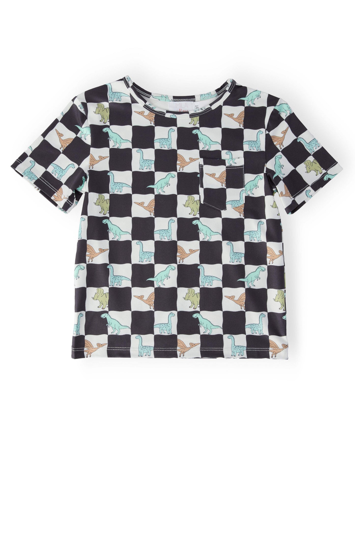 Boys Dino Checkers S/S Pocket Tee - Mila & Rose ® - Flyclothing LLC