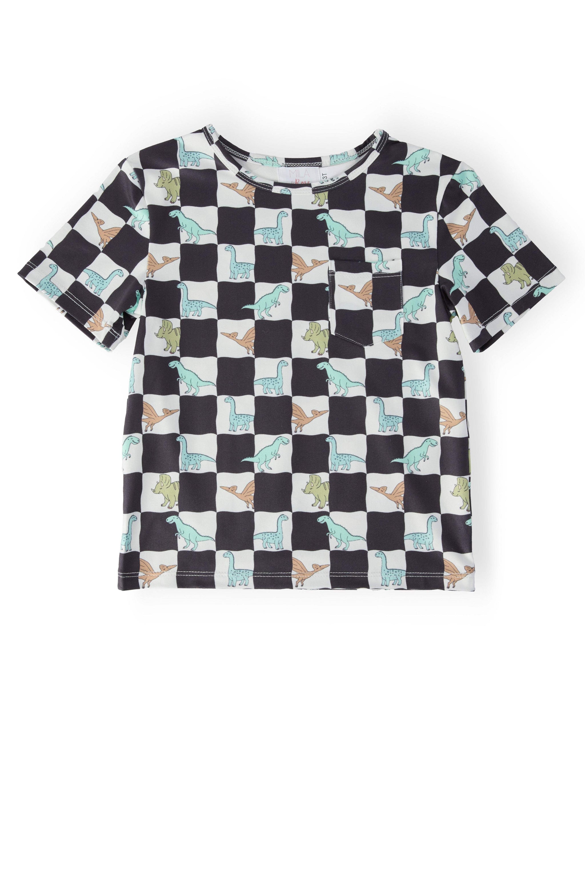 Boys Dino Checkers S/S Pocket Tee - Mila & Rose ® - Flyclothing LLC