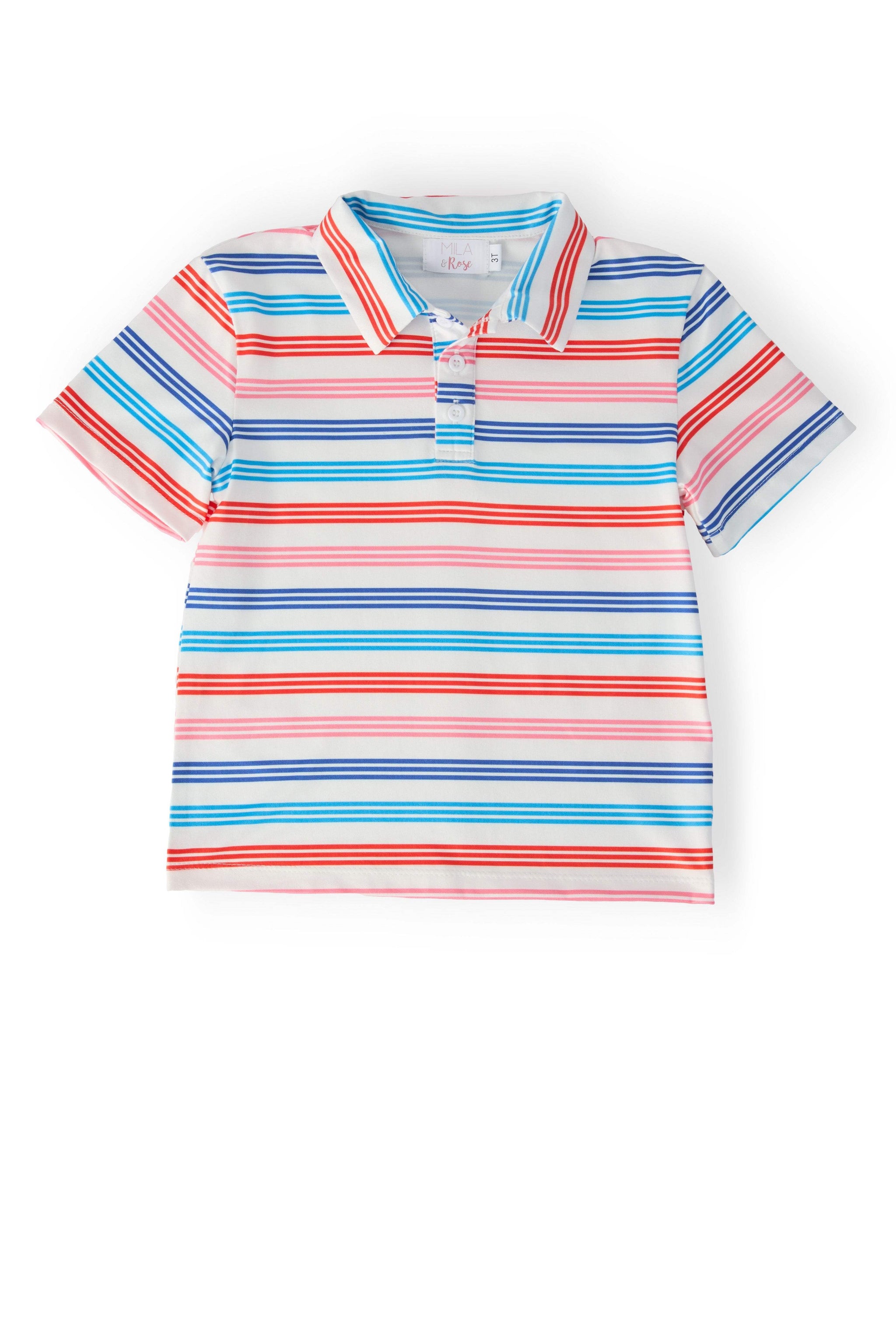 Boys Red, White & Stripe S/S Polo - Mila & Rose ® - Flyclothing LLC