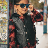 Boys Premium Leather Vest – Classic Style - Unik Just for Bikers - Flyclothing LLC