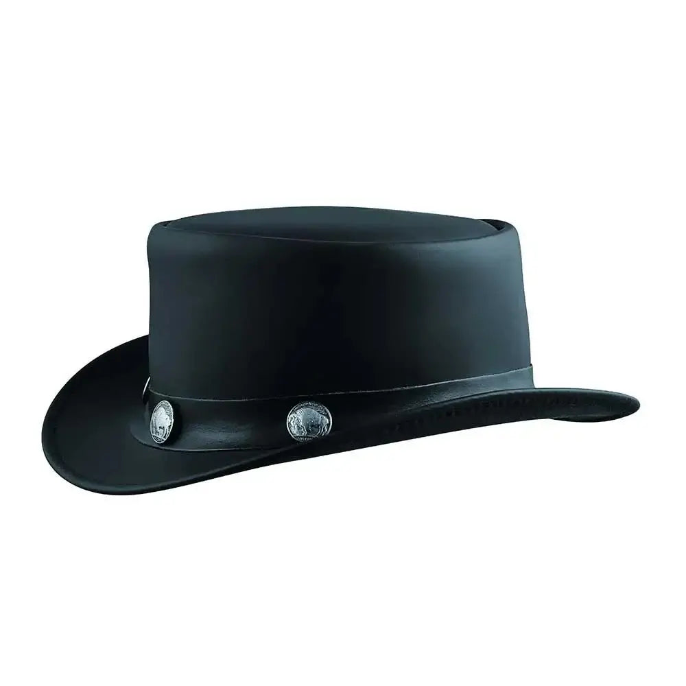 Brass Bison - Mens Premium Leather Top Hat - Unik Just for Bikers - Flyclothing LLC