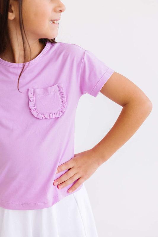 Bright Lilac Ruffle Pocket Tee - Mila & Rose ® - Flyclothing LLC