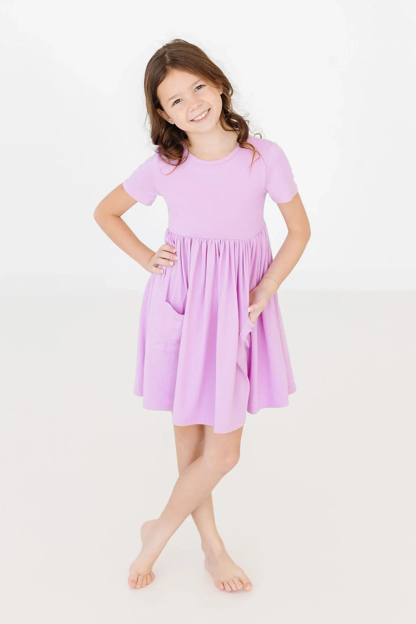 Bright Lilac S/S Pocket Twirl Dress - Mila & Rose ® - Flyclothing LLC