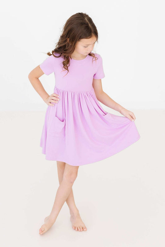Bright Lilac S/S Pocket Twirl Dress - Mila & Rose ® - Flyclothing LLC