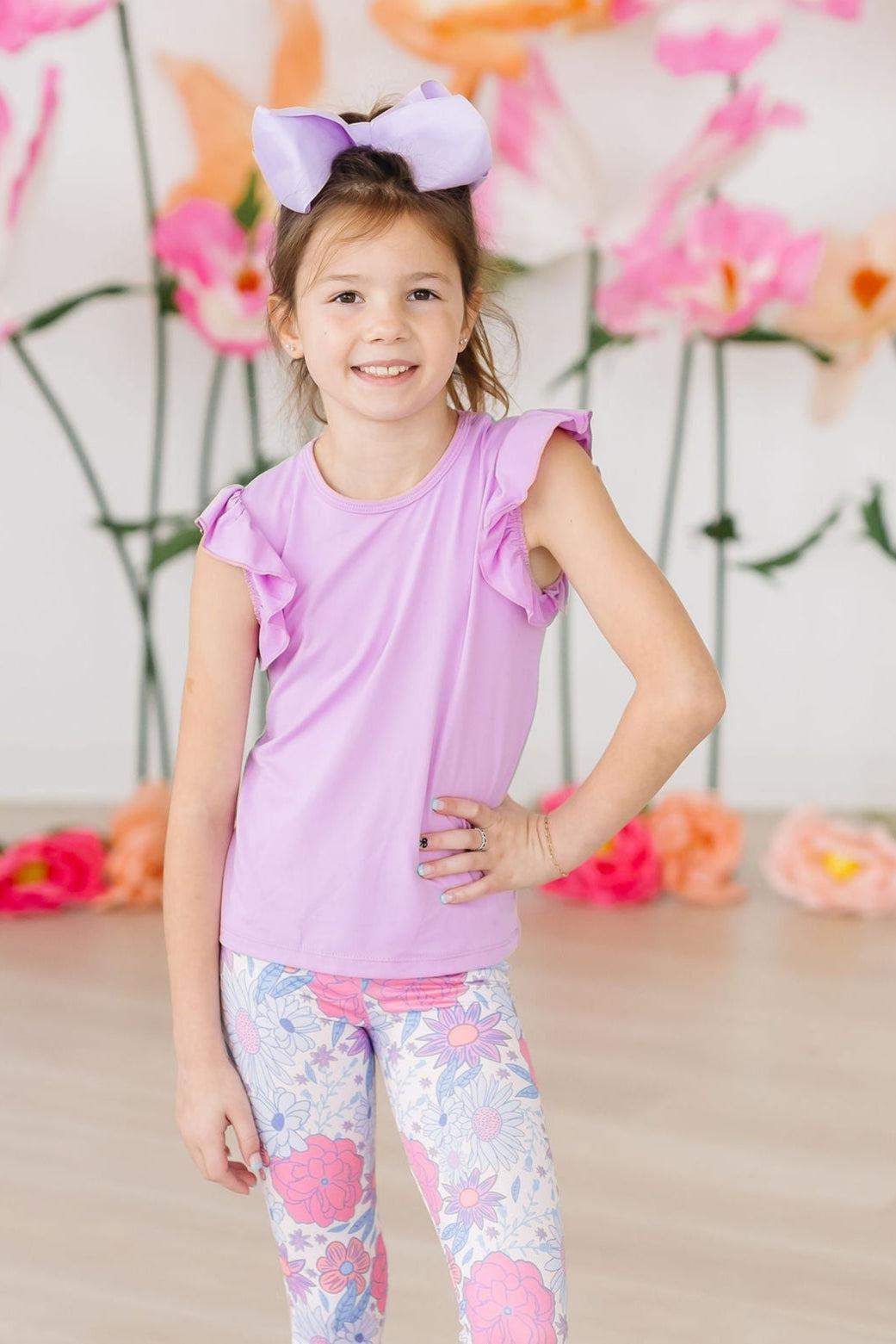 Bright Lilac S/S Ruffle Tee - Mila & Rose ® - Flyclothing LLC