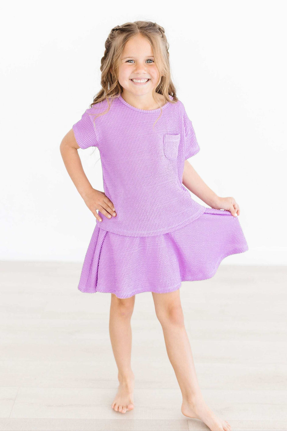 Bright Lilac Scrunchy Pocket Tee - Mila & Rose ® - Flyclothing LLC