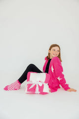 Bright Pink Checker Cozy Socks - Mila & Rose ® - Flyclothing LLC