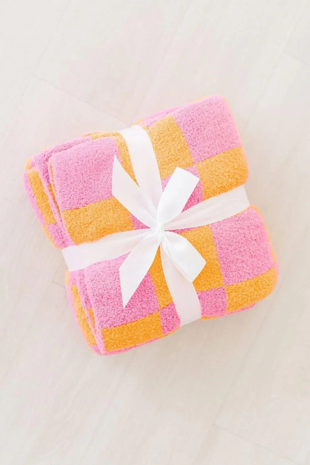 Bright Pink/Orange Checker Cozy Blanket - Mila & Rose ® - Flyclothing LLC