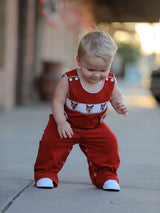 Baby Boys Christmas Reindeer Smocked Red Jonjon - Rylee Faith Designs - Flyclothing LLC