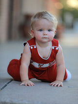Baby Boys Christmas Reindeer Smocked Red Jonjon - Rylee Faith Designs - Flyclothing LLC