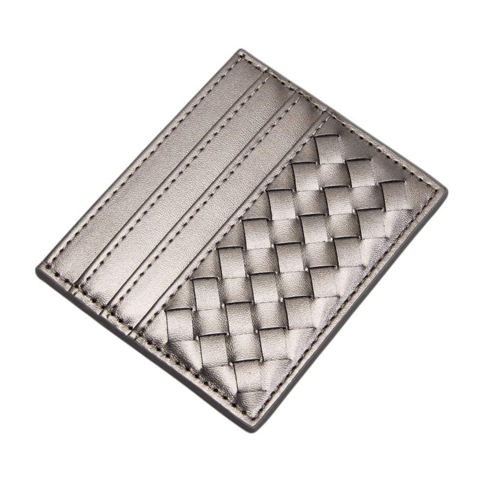Faux Leather Basket Weave Card Holder Wallet - Madeline Love - Flyclothing LLC