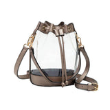 Solid Faux Leather Transparent Bucket Bag - Madeline Love - Flyclothing LLC