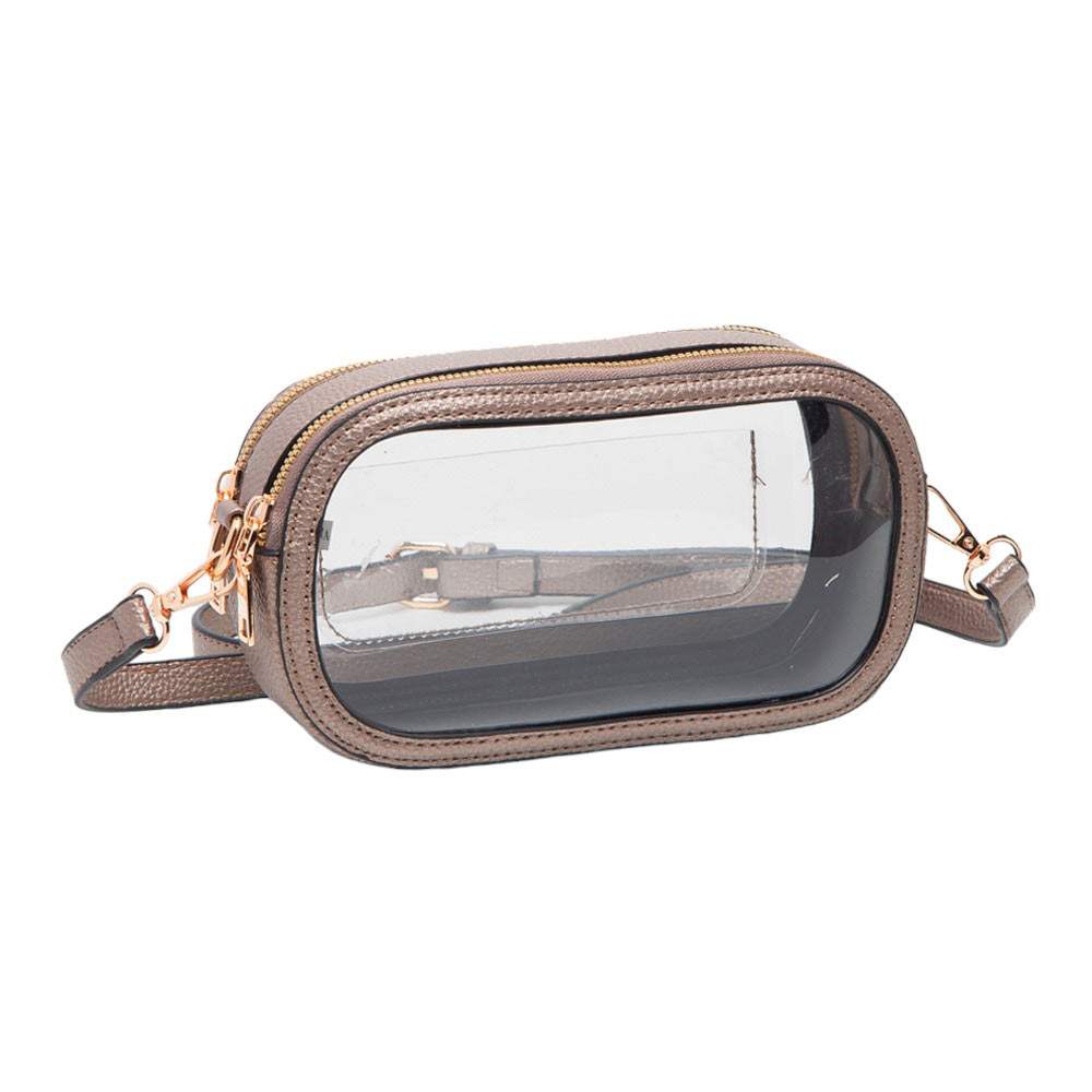 Solid Faux Leather Transparent Rectangle Crossbody Bag - Madeline Love - Flyclothing LLC