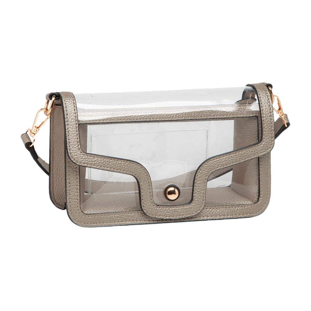 Solid Faux Leather Transparent Rectangle Shoulder Bag - Madeline Love - Flyclothing LLC