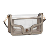 Solid Faux Leather Transparent Rectangle Shoulder Bag - Madeline Love - Flyclothing LLC