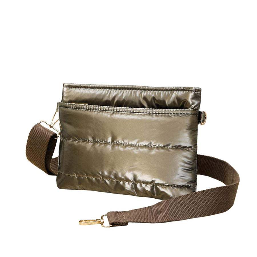 Glossy Solid Puffer Crossbody Bag - Madeline Love - Flyclothing LLC