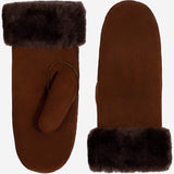Brooke (brown) – Suede mittens with luxurious sheep fur lining - Leather Gloves Online - Flyclothing LLC