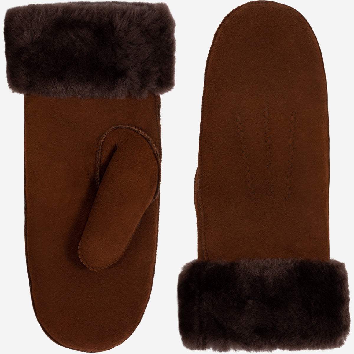 Brooke (brown) – Suede mittens with luxurious sheep fur lining - Leather Gloves Online - Flyclothing LLC