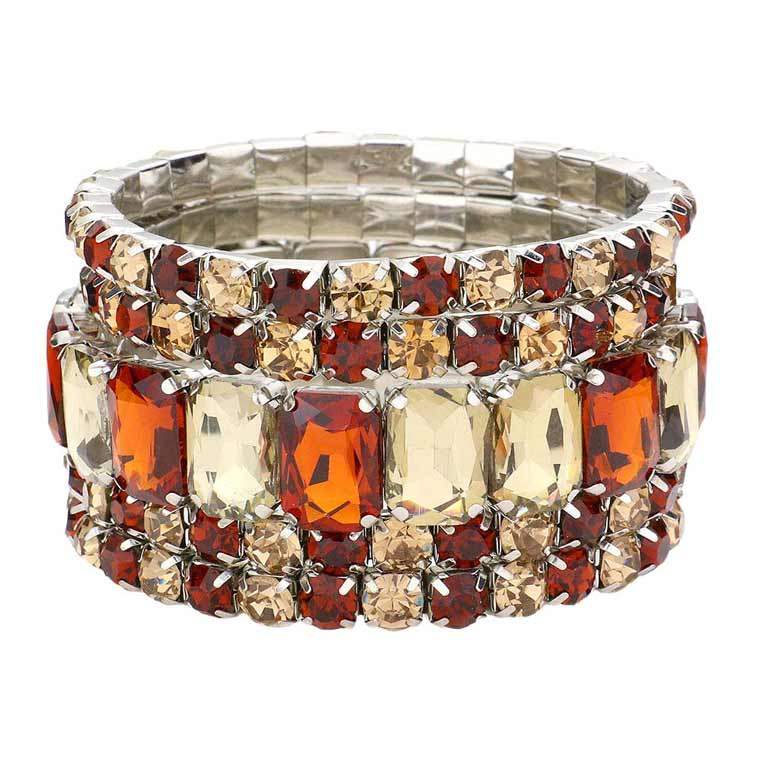 5Pcs Rectangle Round Stone Stretch Multi Layered Bracelets - Madeline Love - Flyclothing LLC