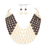 Chunky Multi Strand Pearl Bib Necklace - Madeline Love - Flyclothing LLC