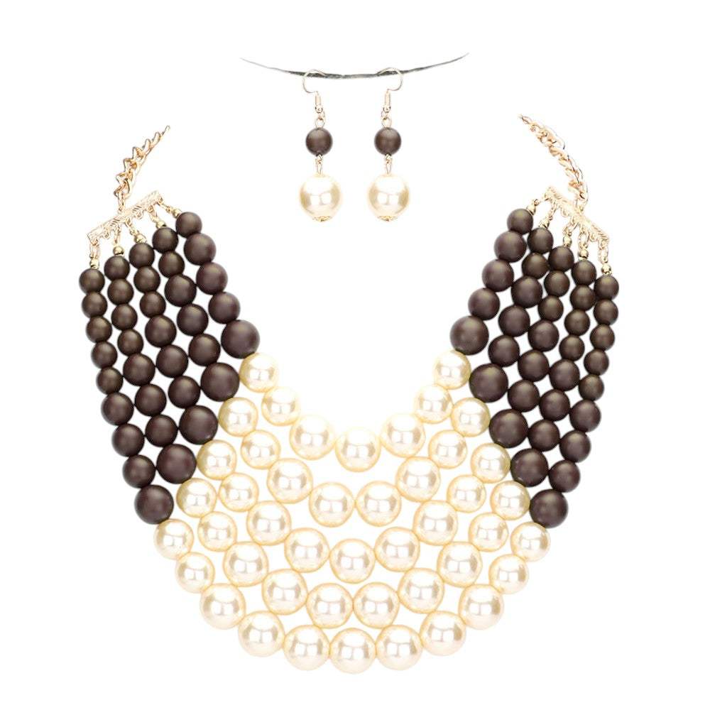 Chunky Multi Strand Pearl Bib Necklace - Madeline Love - Flyclothing LLC
