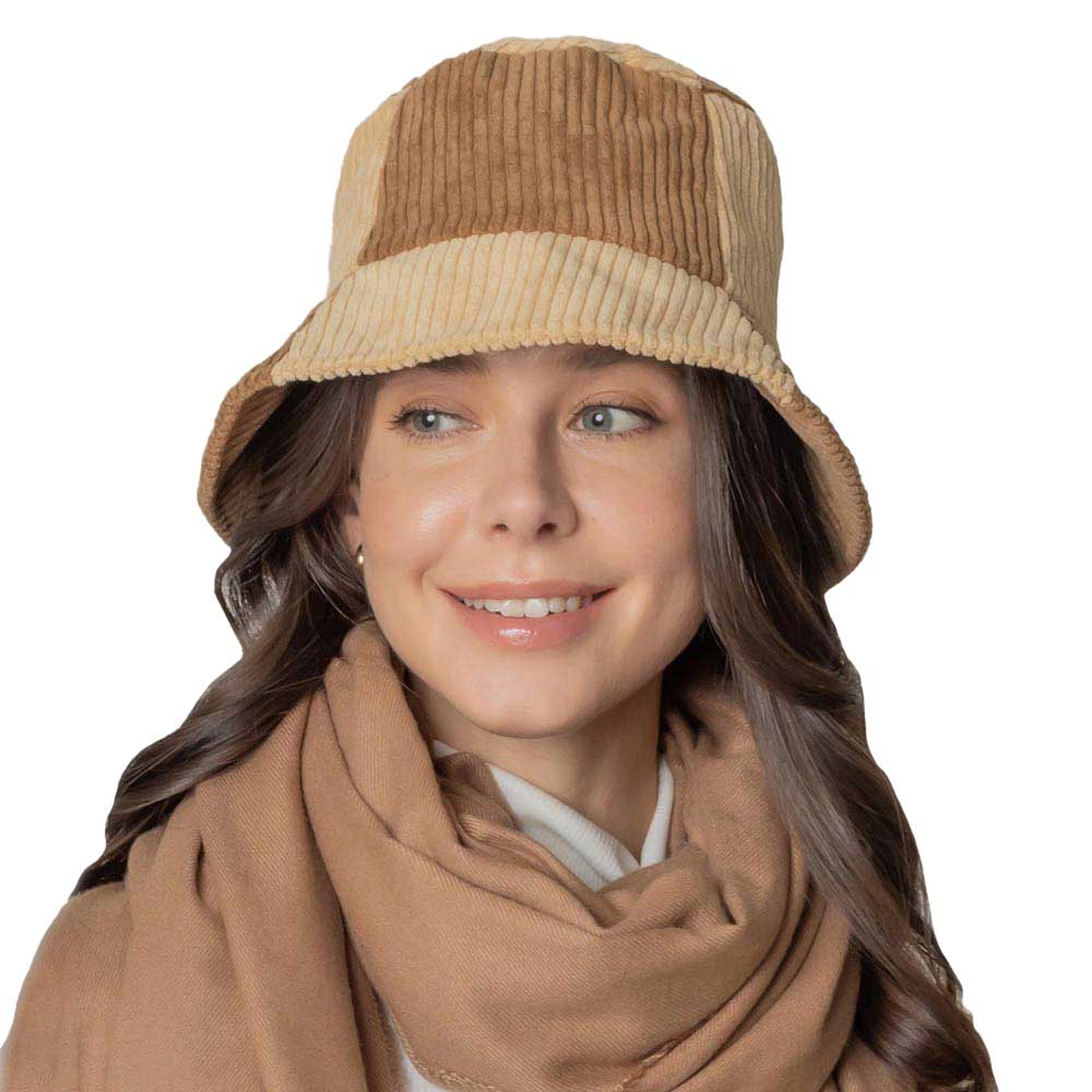 Colorblock Corduroy Bucket Hat - Madeline Love - Flyclothing LLC
