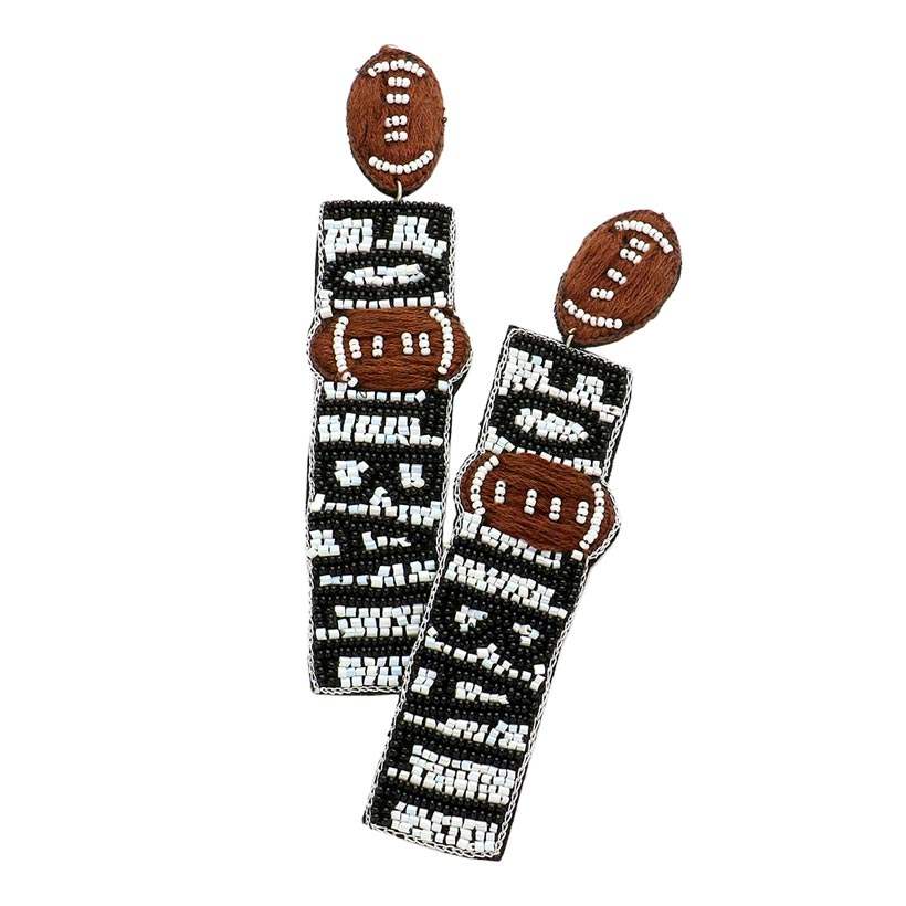 FOOTBALL Beaded Message Dangle Earrings - Madeline Love - Flyclothing LLC