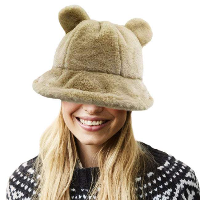 Faux Fur Bear Ear Bucket Hat - Madeline Love - Flyclothing LLC