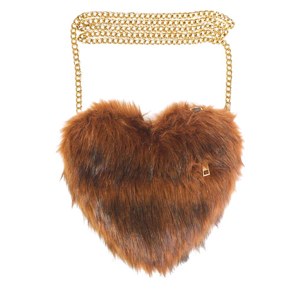 Faux Fur Heart Crossbody Bag - Madeline Love - Flyclothing LLC